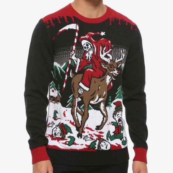 RARE Grim Reaper Santa ugly Christmas sweater